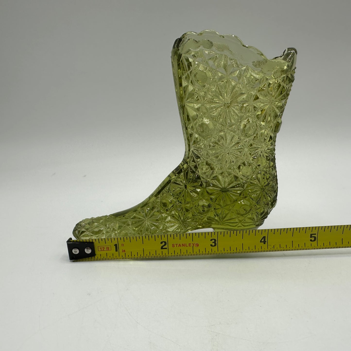 Fenton Avocado Green Boot, Daisy & Button Pattern