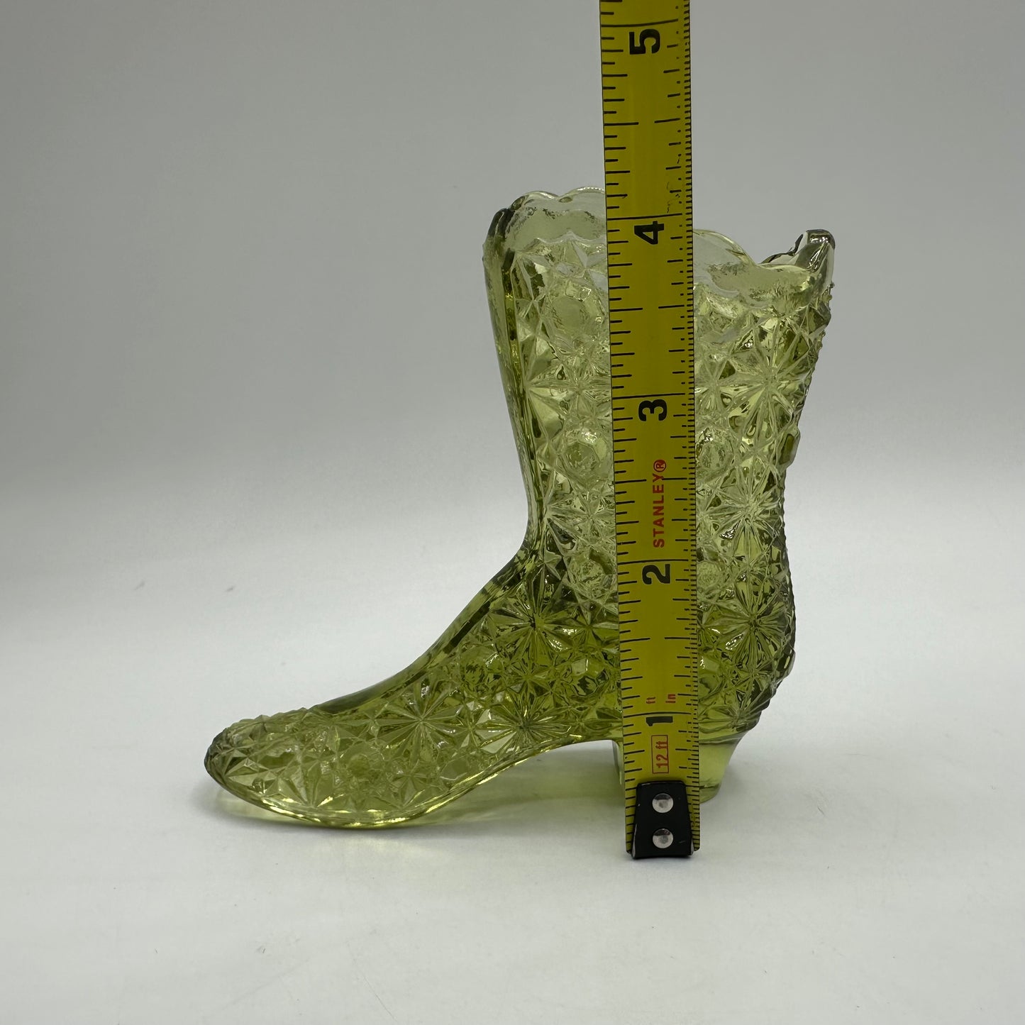 Fenton Avocado Green Boot, Daisy & Button Pattern