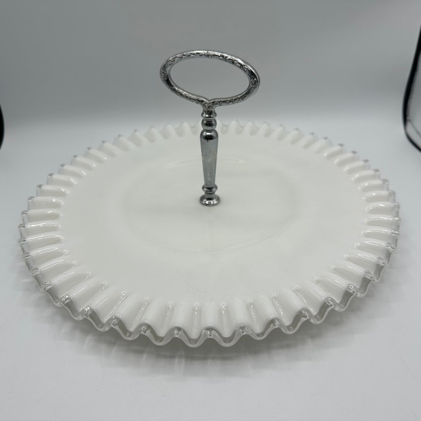 Fenton Silvercrest Milk Glass Tidbit Tray 12.5"