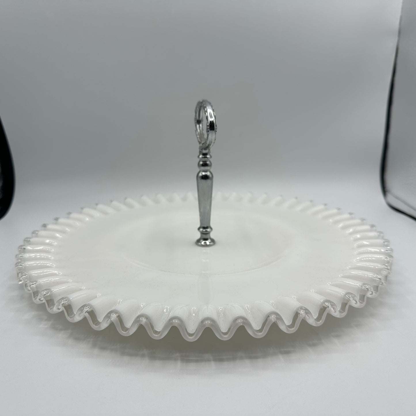 Fenton Silvercrest Milk Glass Tidbit Tray 12.5"