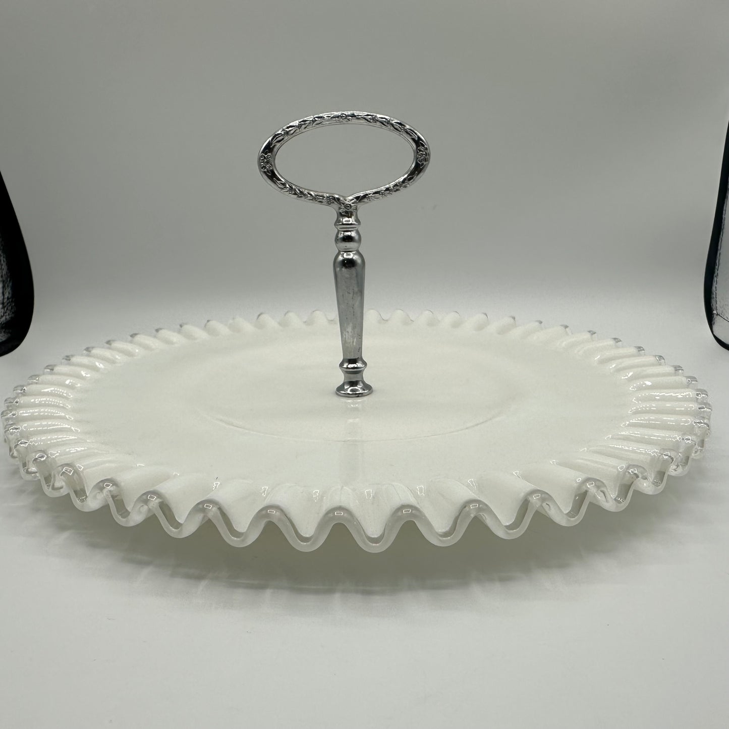 Fenton Silvercrest Milk Glass Tidbit Tray 12.5"