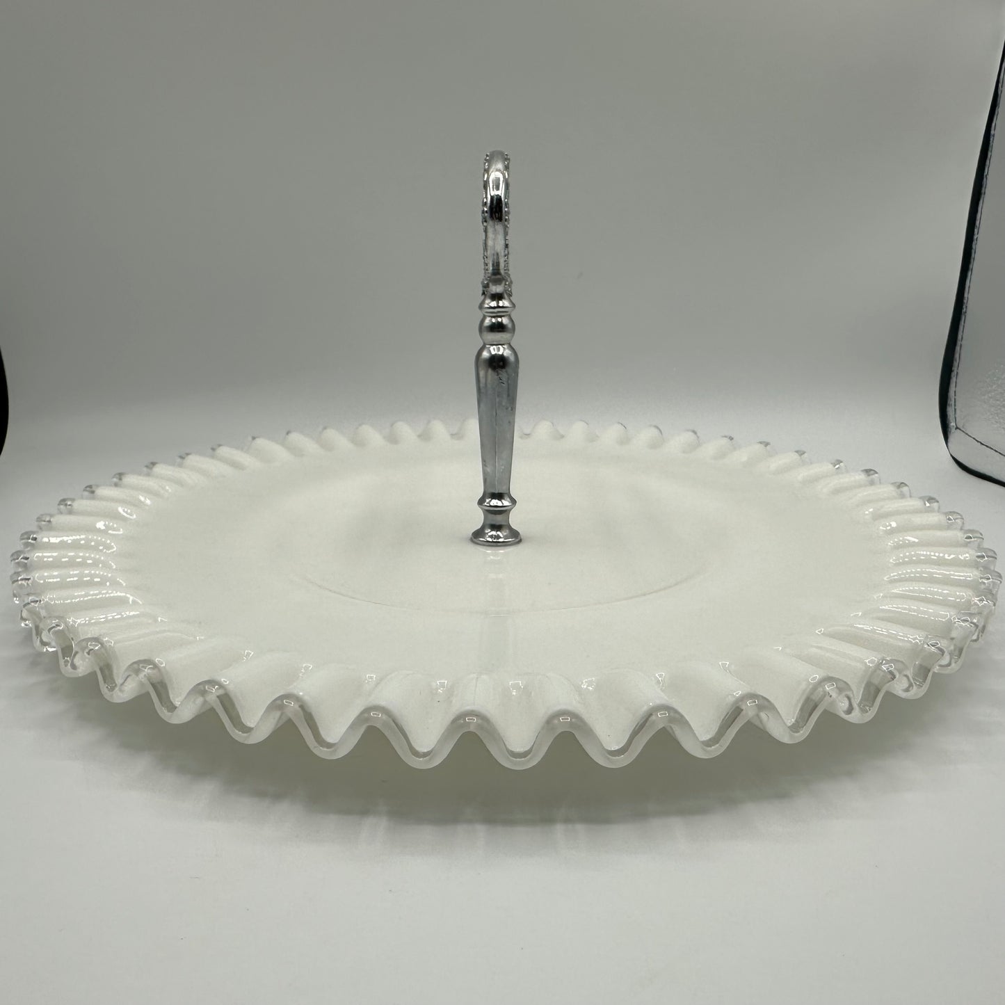 Fenton Silvercrest Milk Glass Tidbit Tray 12.5"