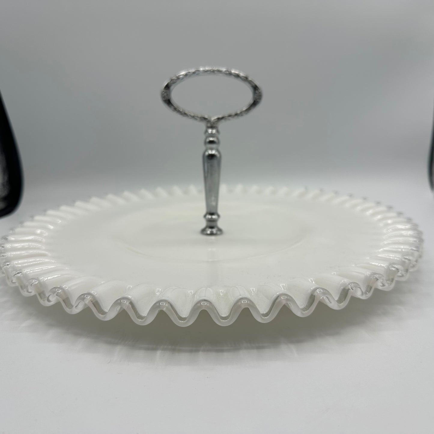 Fenton Silvercrest Milk Glass Tidbit Tray 12.5"