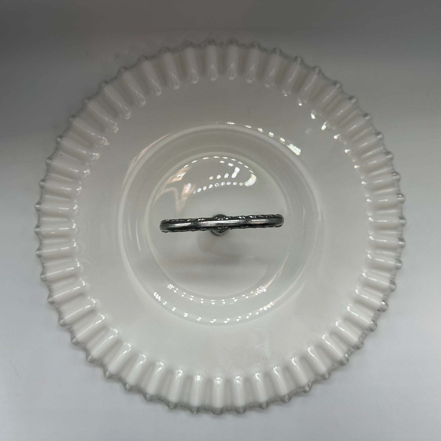 Fenton Silvercrest Milk Glass Tidbit Tray 12.5"