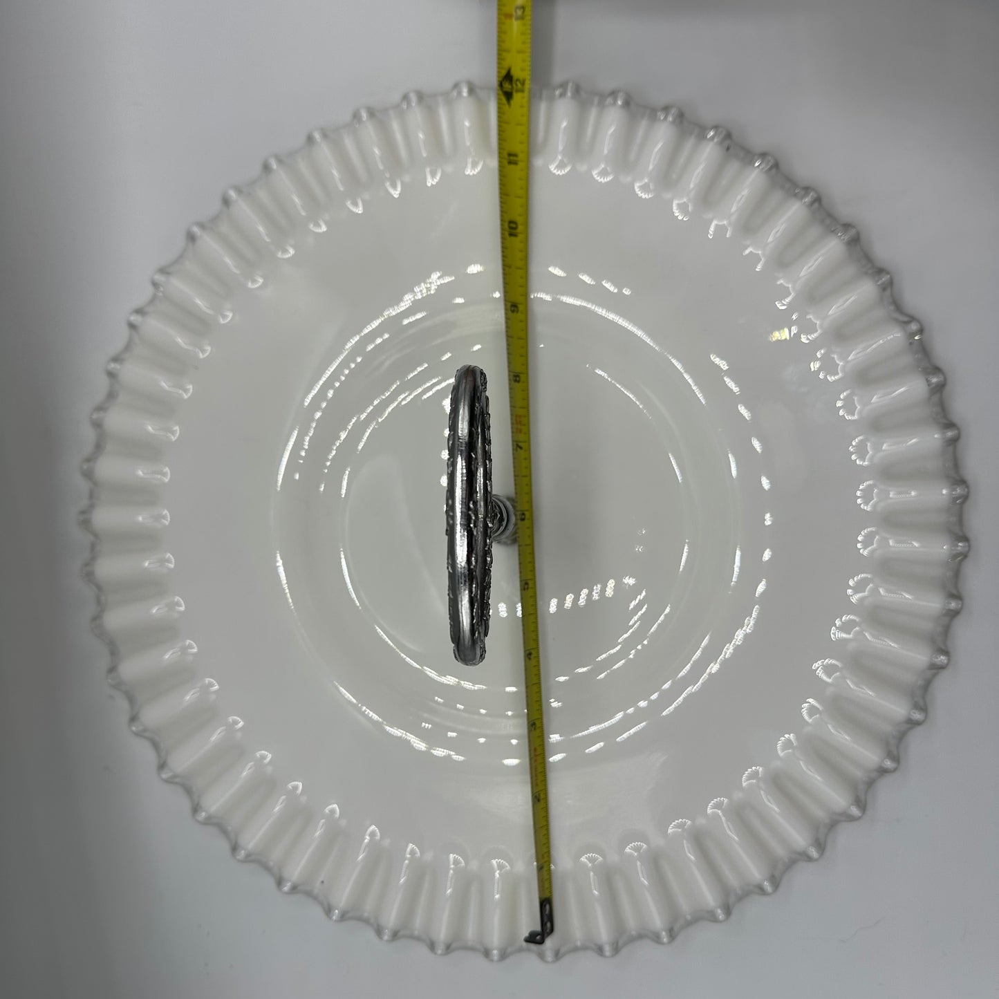 Fenton Silvercrest Milk Glass Tidbit Tray 12.5"