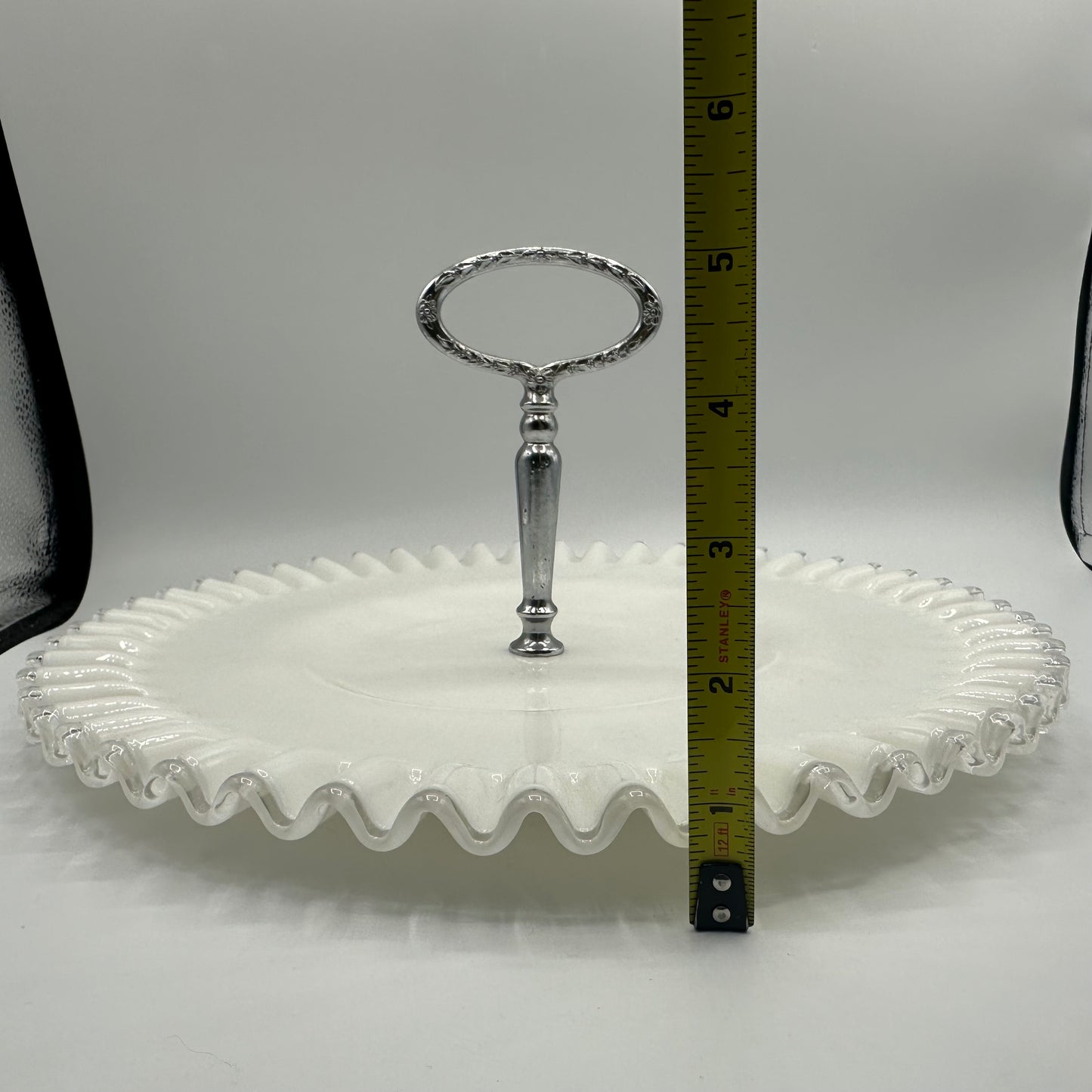 Fenton Silvercrest Milk Glass Tidbit Tray 12.5"