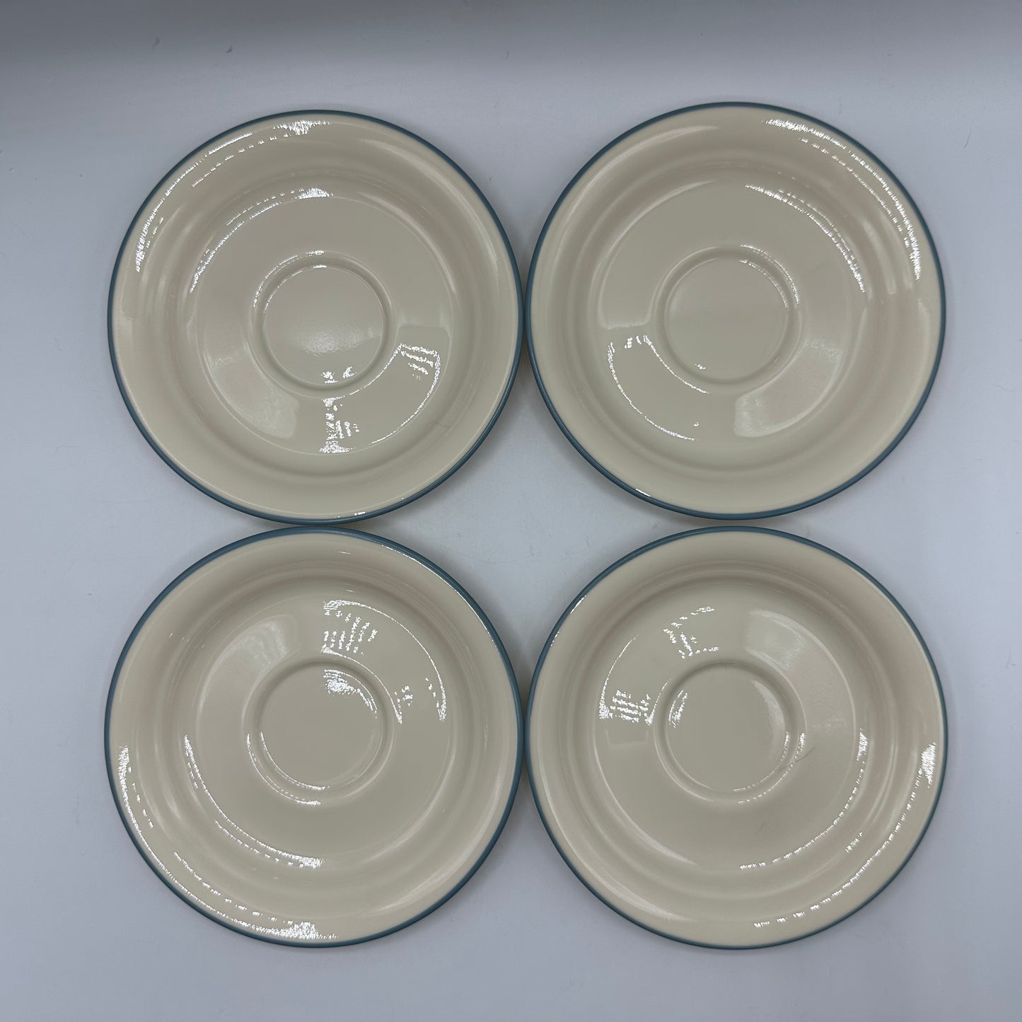 Corelle Stoneware Cups & Saucers, Coastal Breeze Pattern, Set of 4