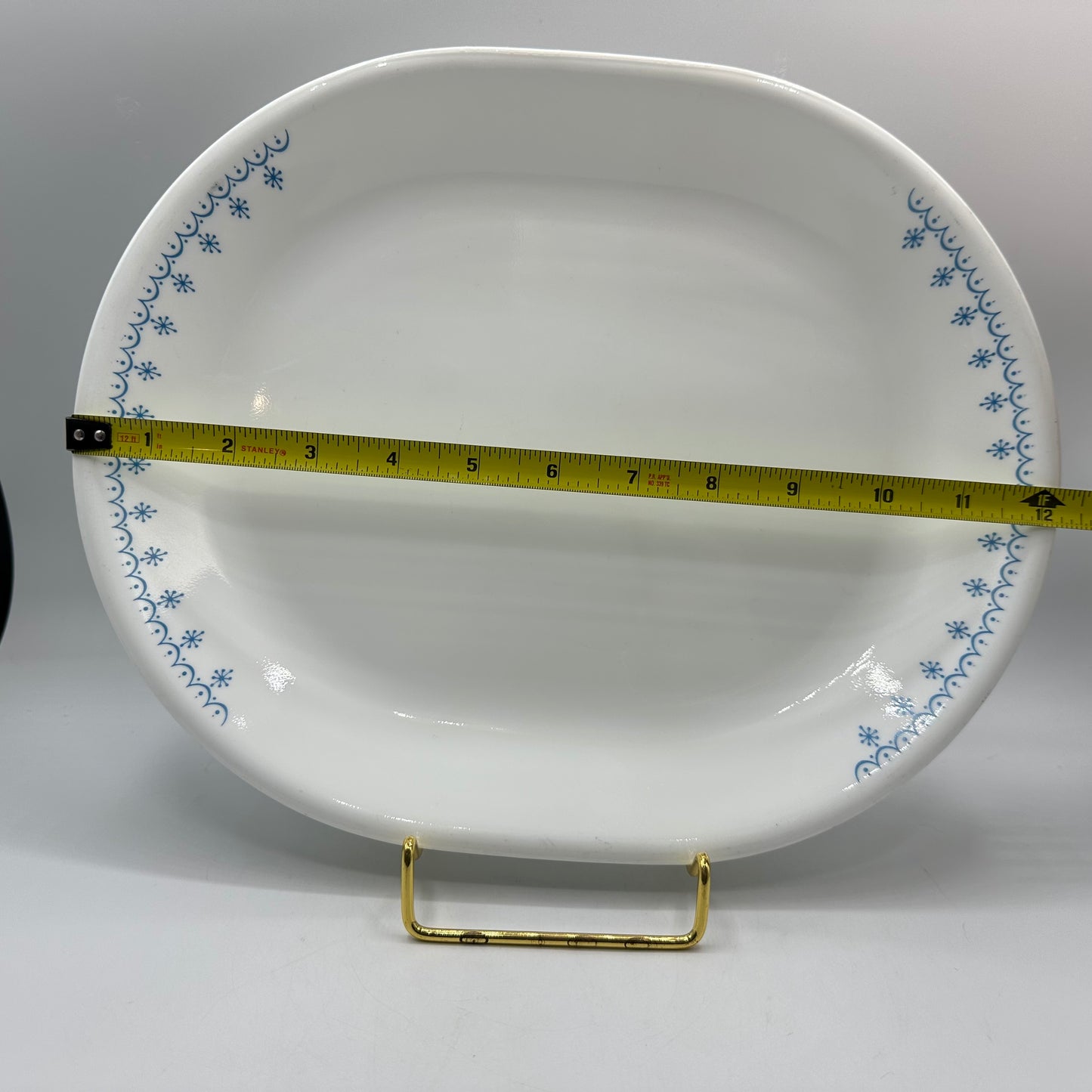 Corelle Blue Snowflake Oval Serving Plate, 12"