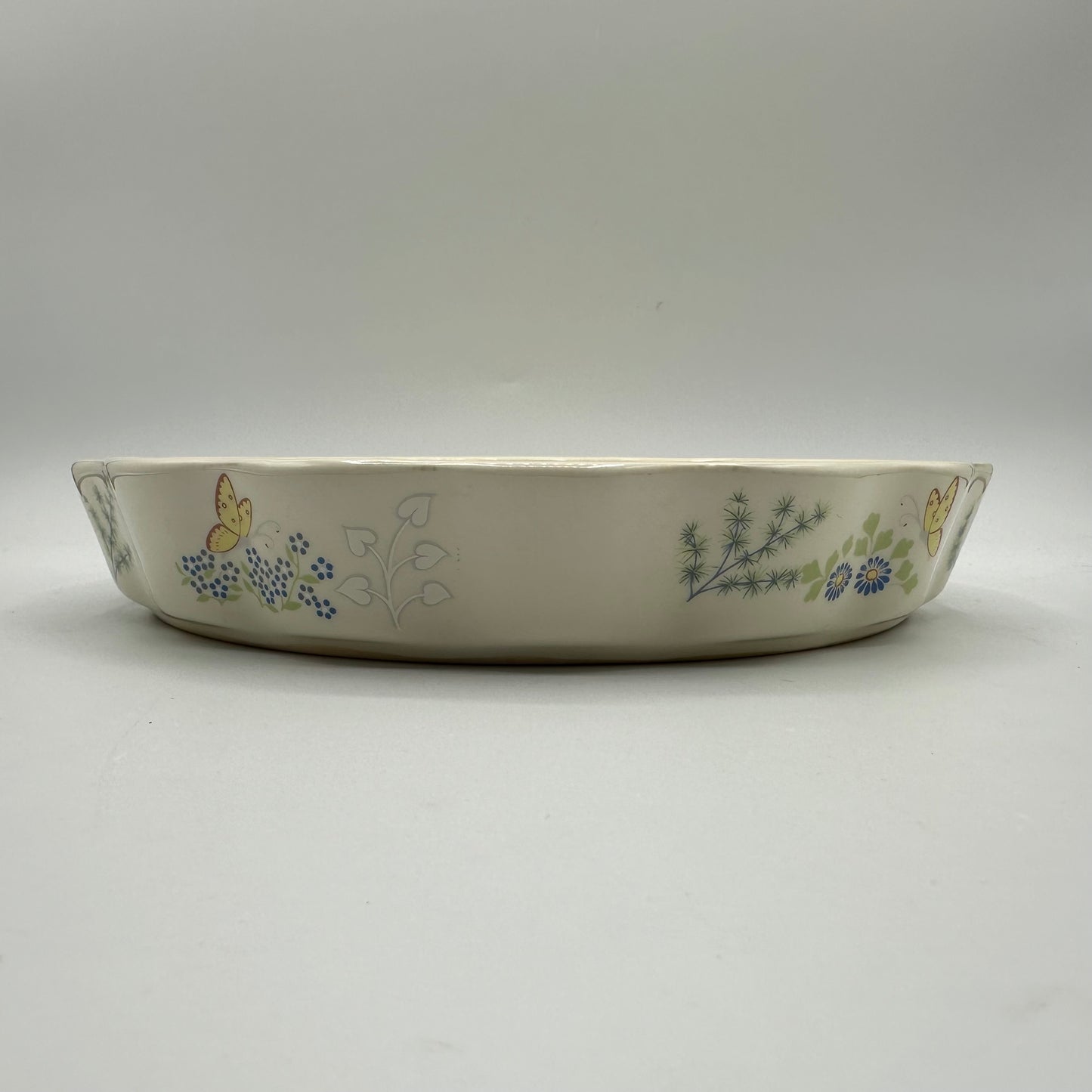 Lenox Cuisine Cinderella 9 inch Quiche Dish with Butterflies & Flowers