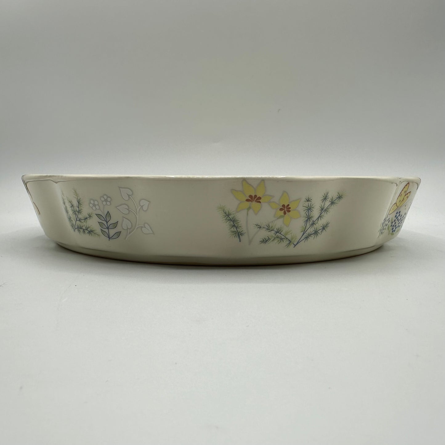 Lenox Cuisine Cinderella 9 inch Quiche Dish with Butterflies & Flowers