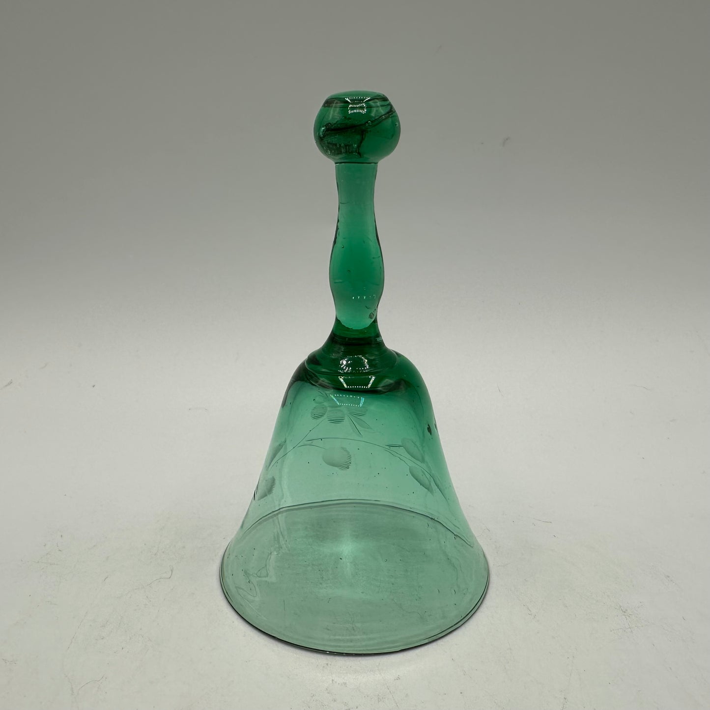 Delicate Green Etched Bell, Vintage