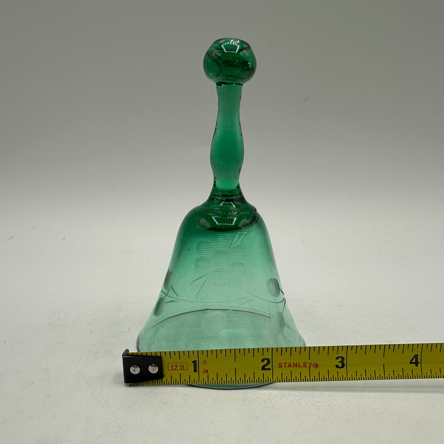 Delicate Green Etched Bell, Vintage