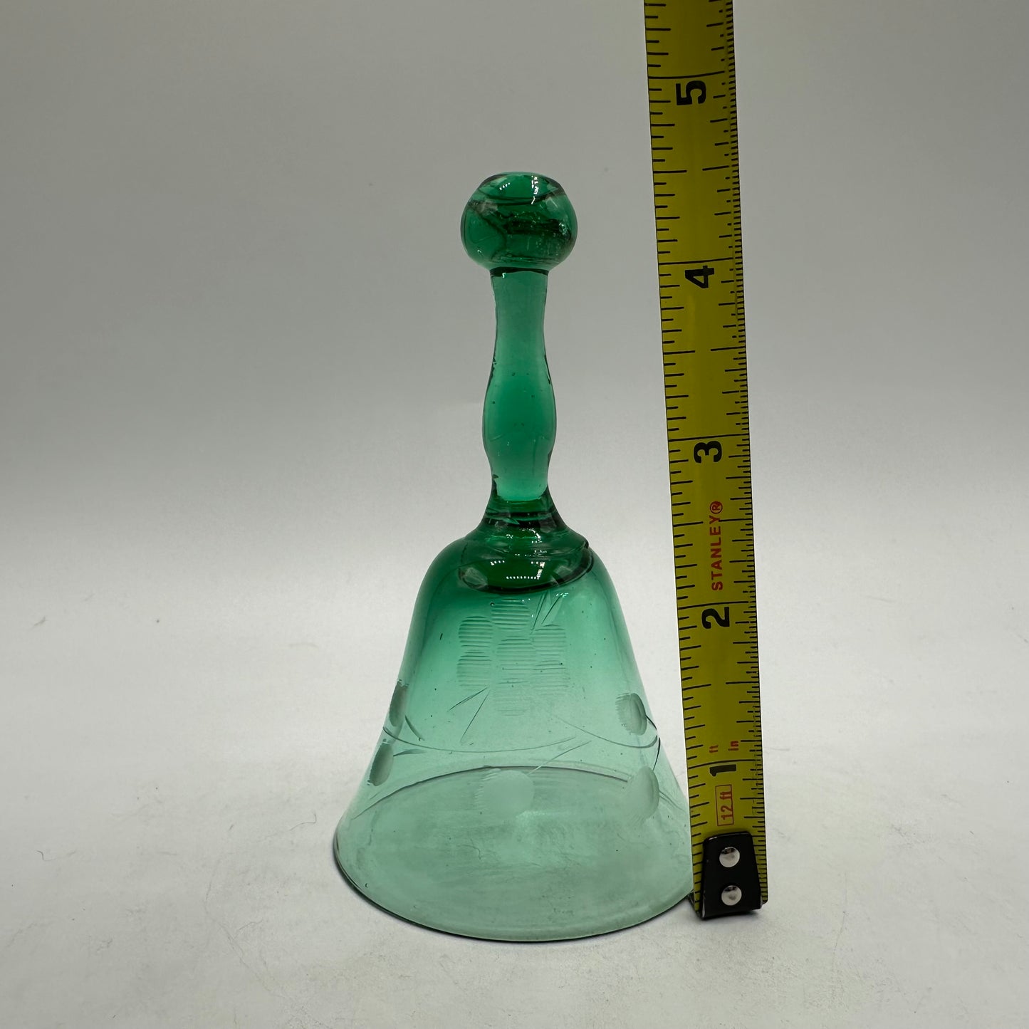 Delicate Green Etched Bell, Vintage