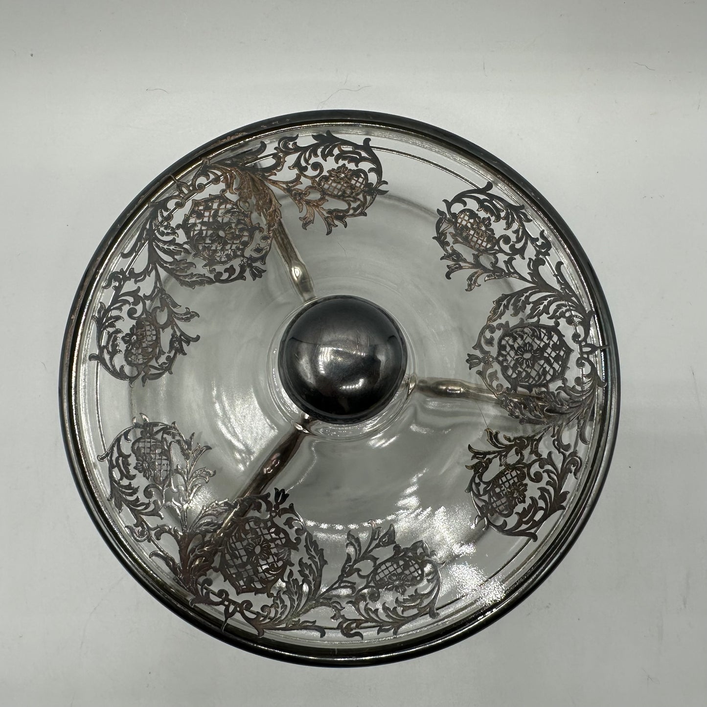 Silver Overlay Lided Divided Dish