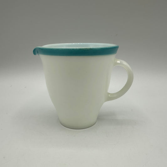 Pyrex Milk Glass Creamer With Aqua Trim