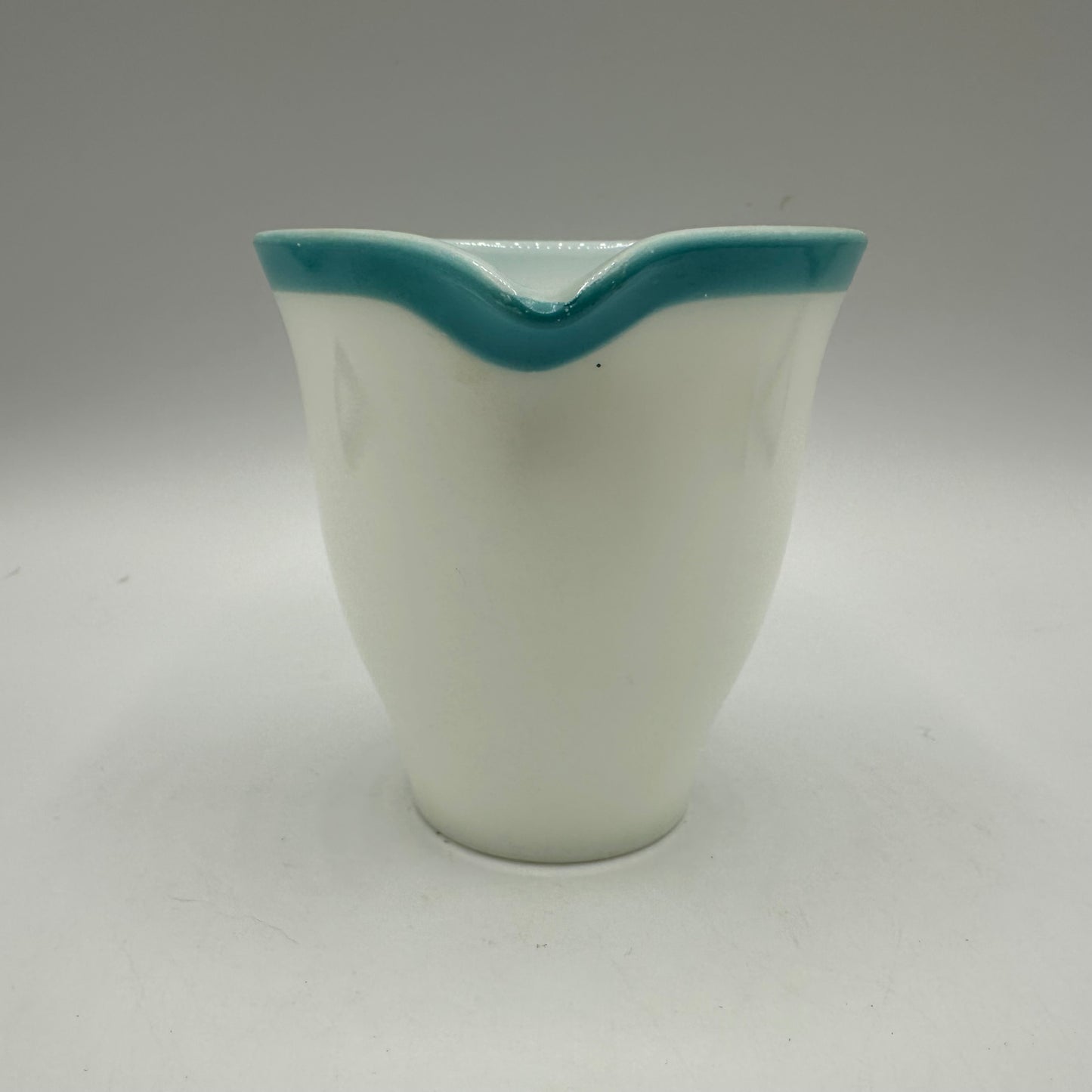 Pyrex Milk Glass Creamer With Aqua Trim