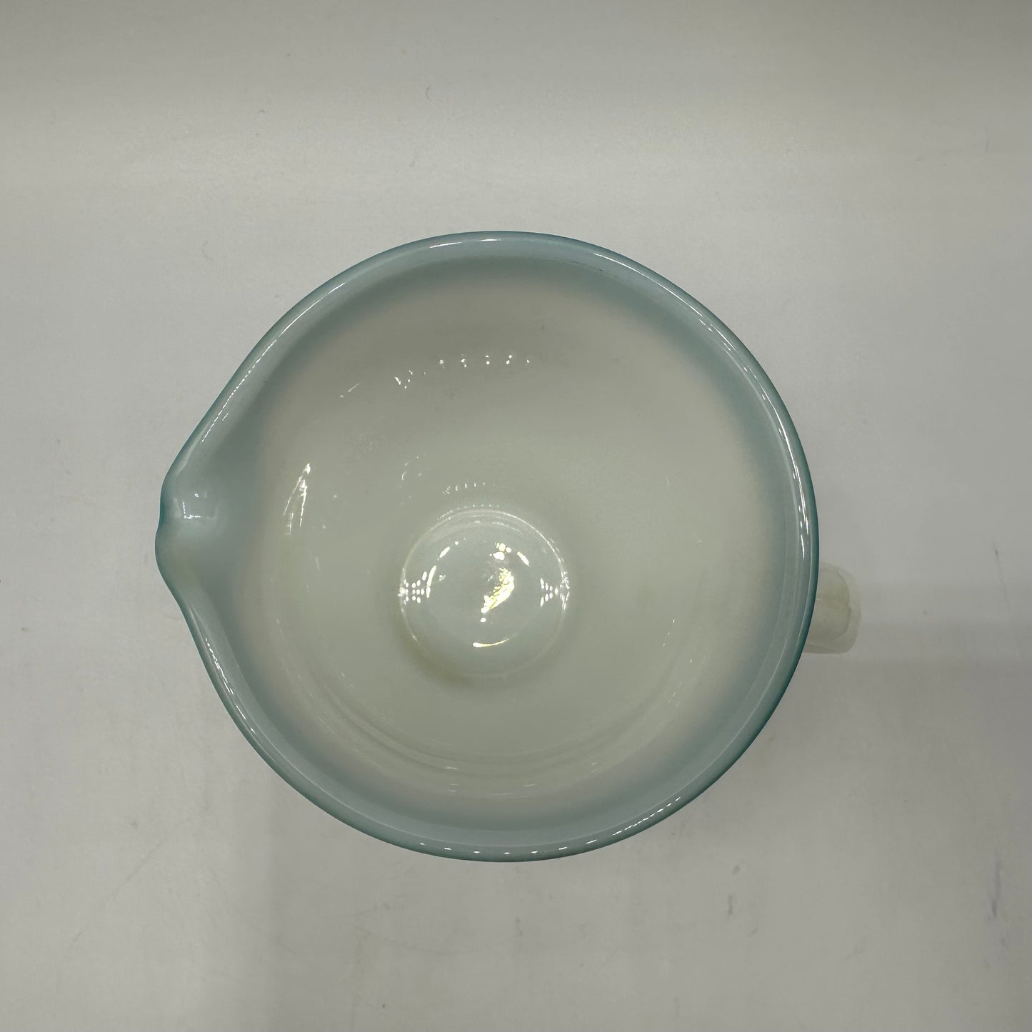 Pyrex Milk Glass Creamer With Aqua Trim