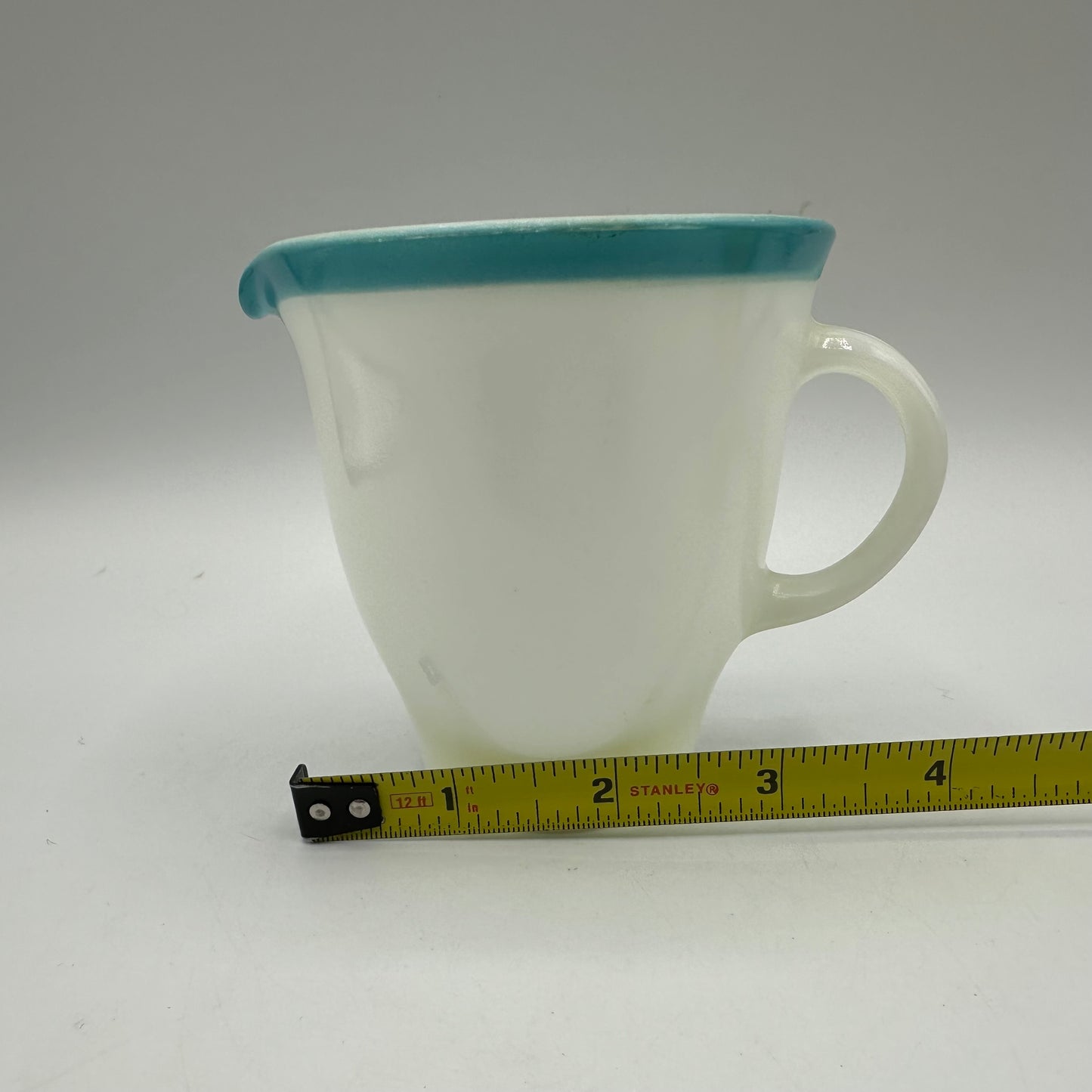 Pyrex Milk Glass Creamer With Aqua Trim