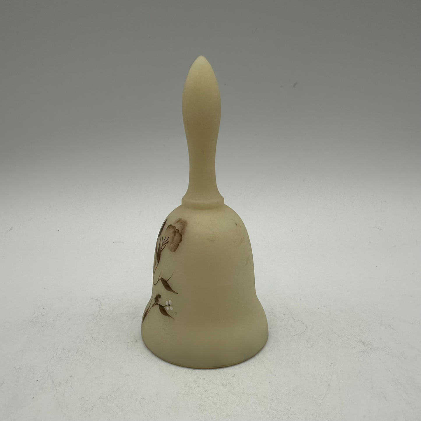 Vintage Fenton Satin Custard 4 inch Bell Signed