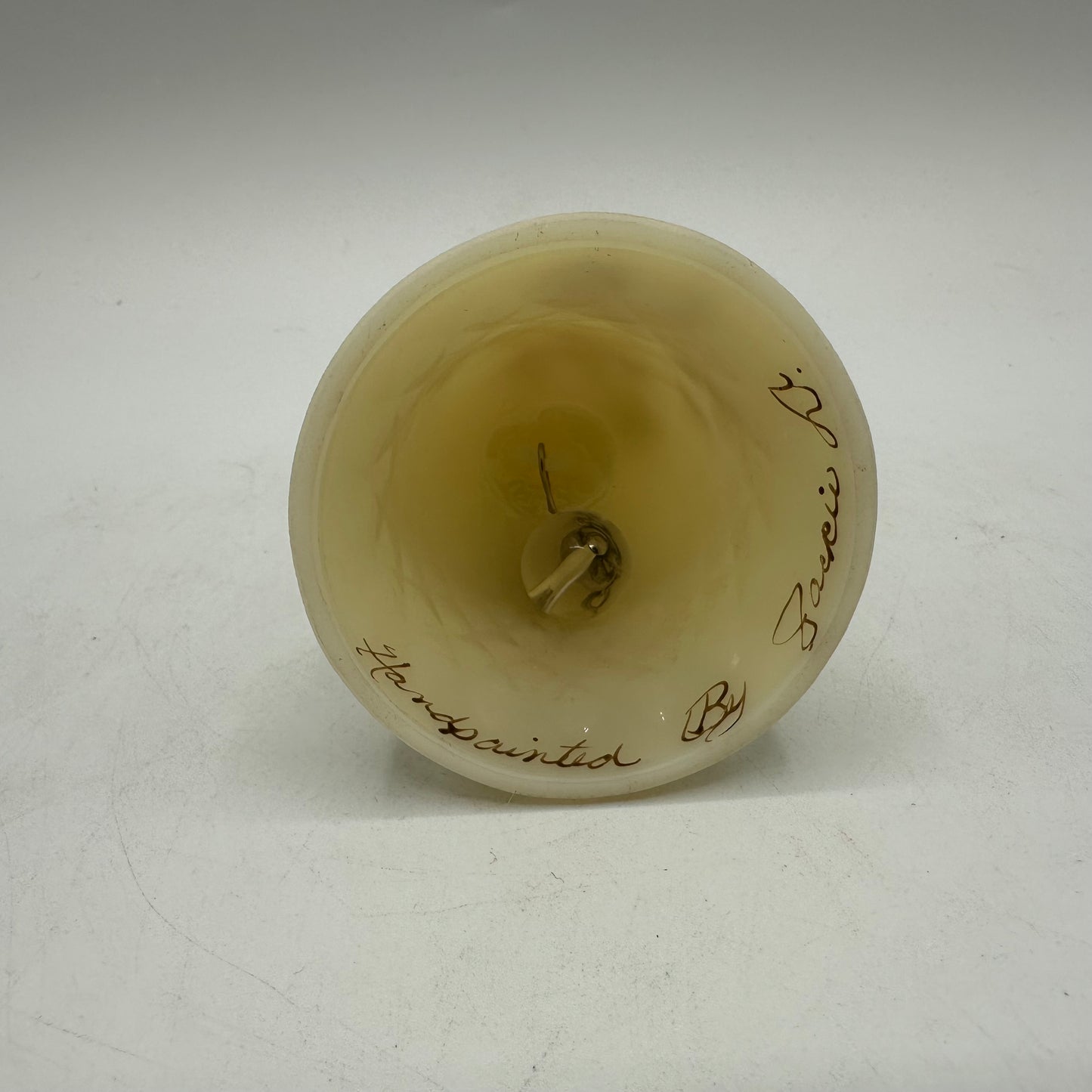 Vintage Fenton Satin Custard 4 inch Bell Signed