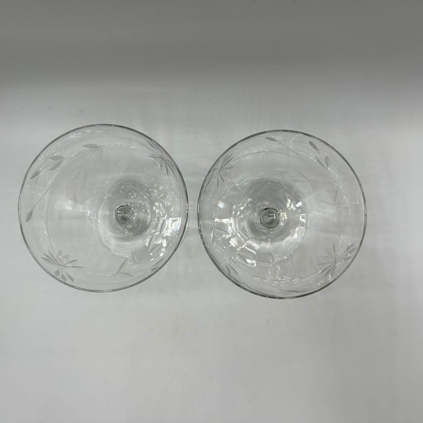 Etched Champagne Glasses, Set of 2
