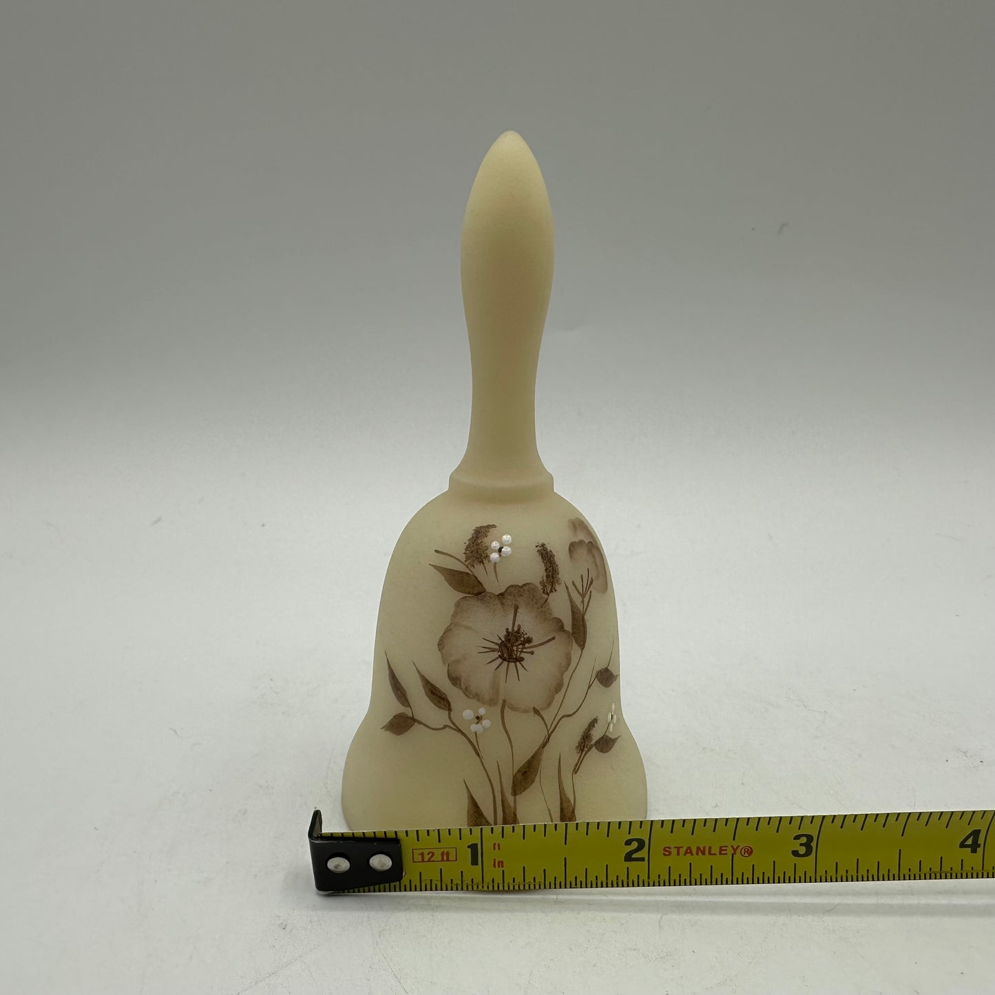 Vintage Fenton Satin Custard 4 inch Bell Signed