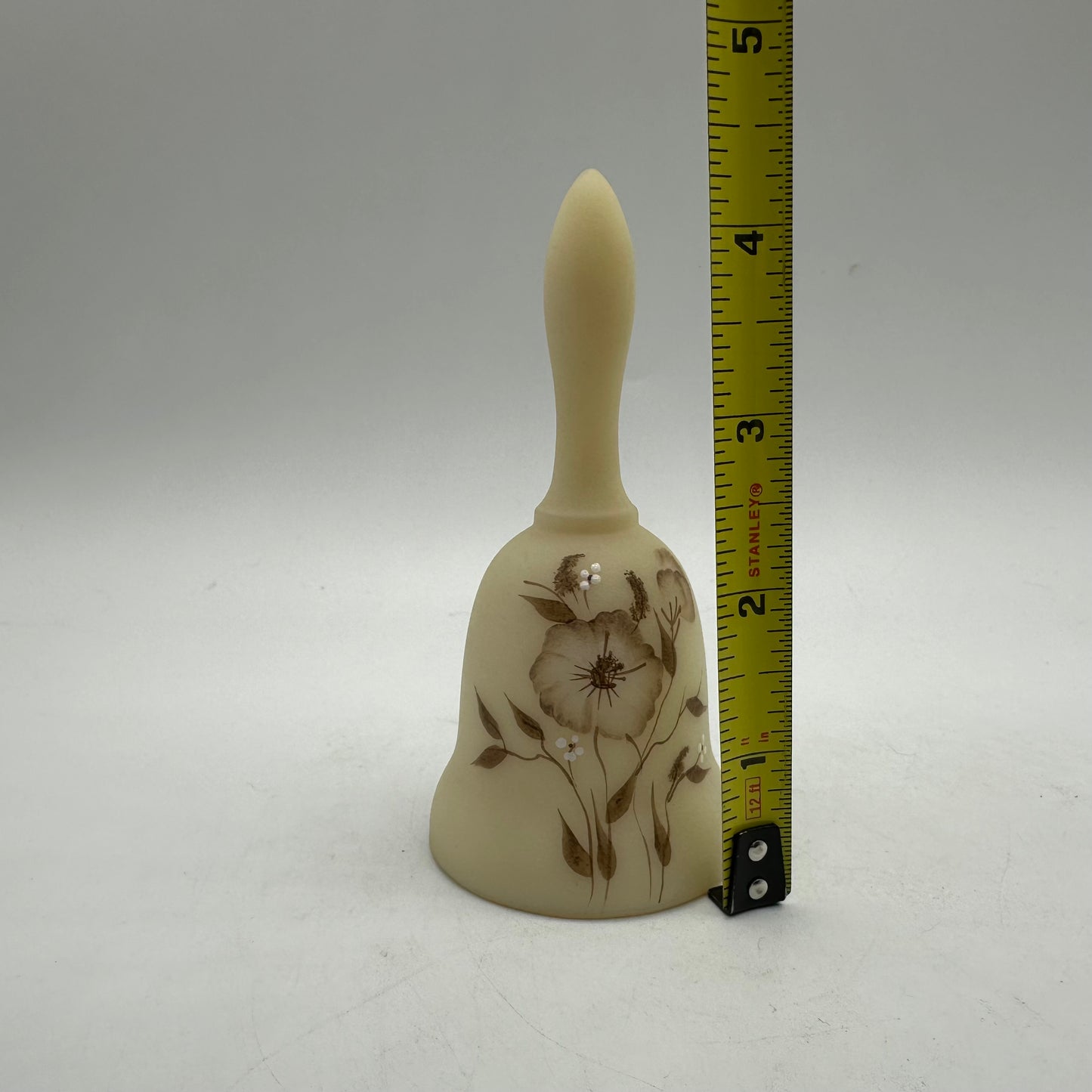 Vintage Fenton Satin Custard 4 inch Bell Signed