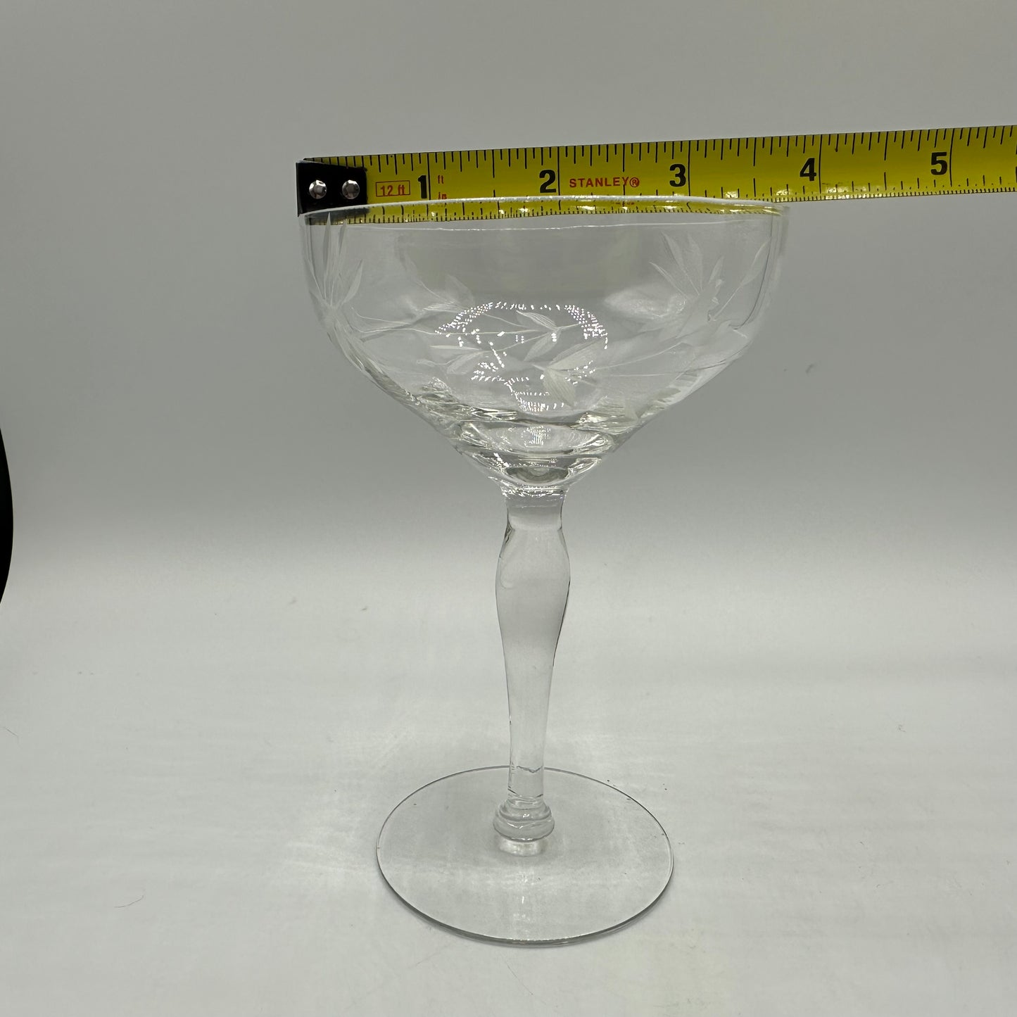 Etched Champagne Glasses, Set of 2