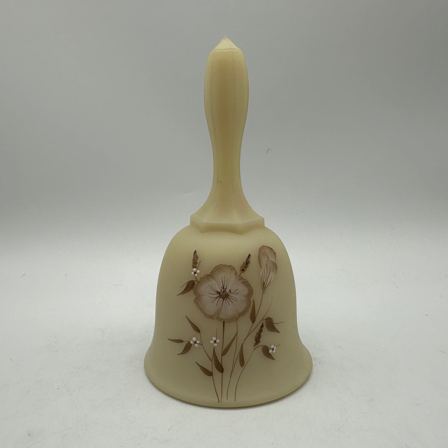 Vintage Fenton Satin Custard 6 inch Bell Signed