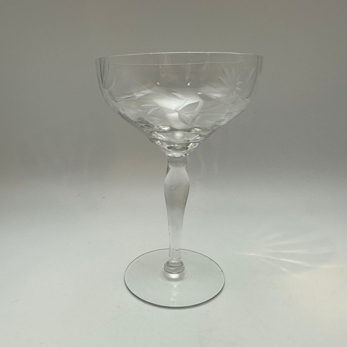 Etched Champagne Glasses, Set of 2