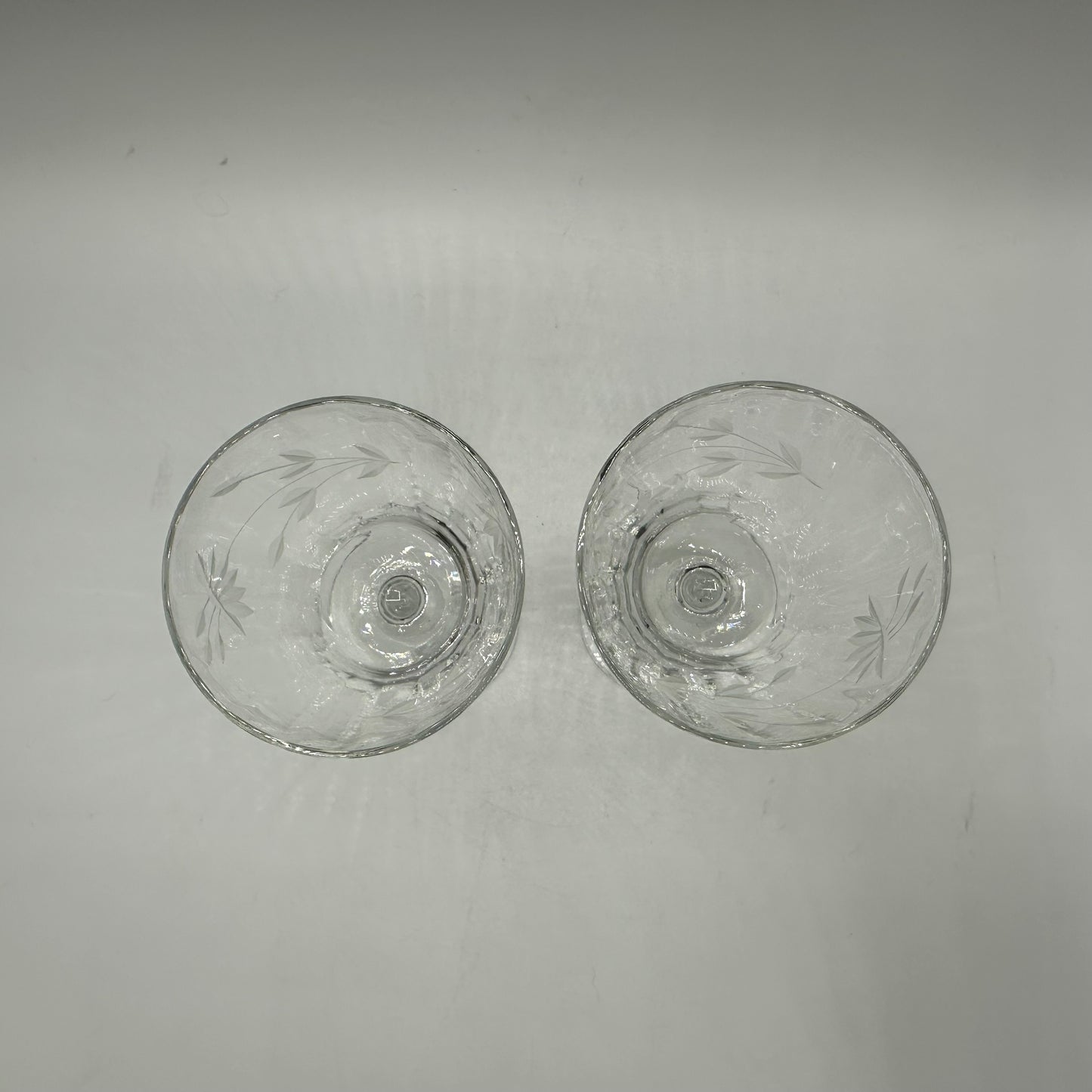 Etched Stemmed Cordial Glasses, Set of 2