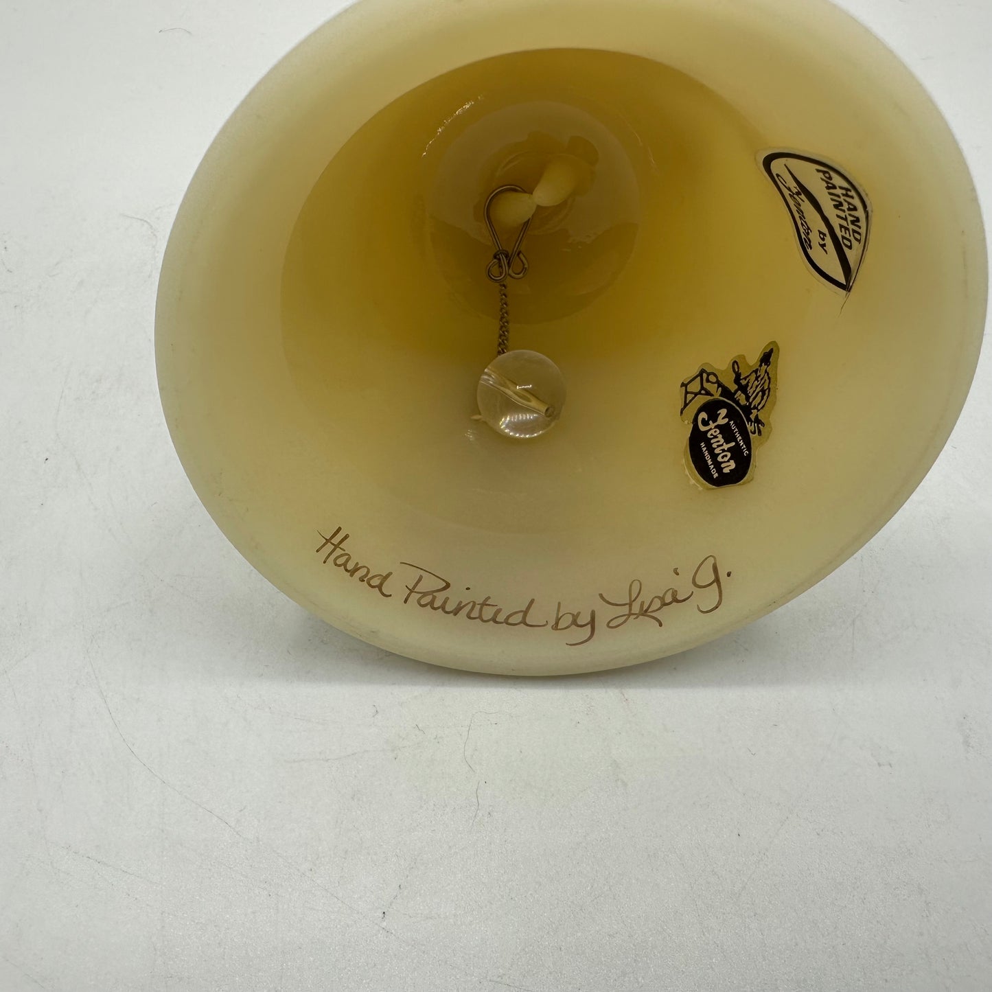 Vintage Fenton Satin Custard 6 inch Bell Signed