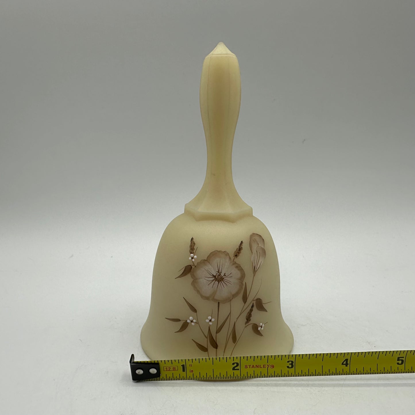 Vintage Fenton Satin Custard 6 inch Bell Signed