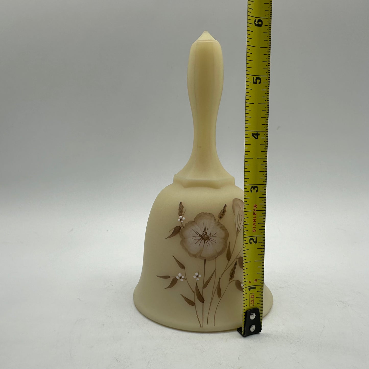 Vintage Fenton Satin Custard 6 inch Bell Signed