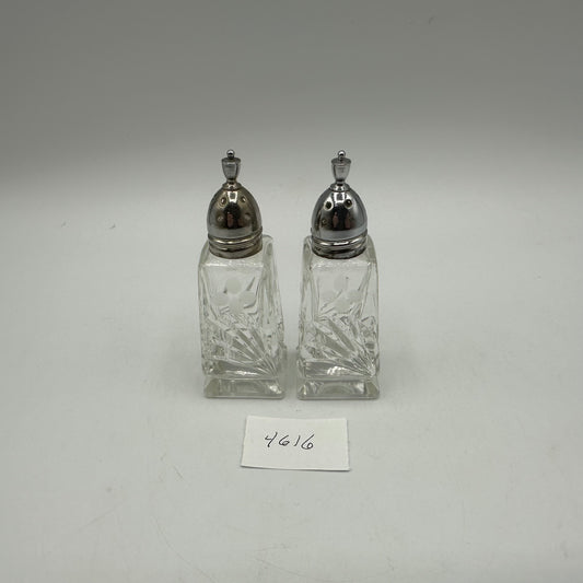 Clear Etched Salt and Pepper Shakers Set