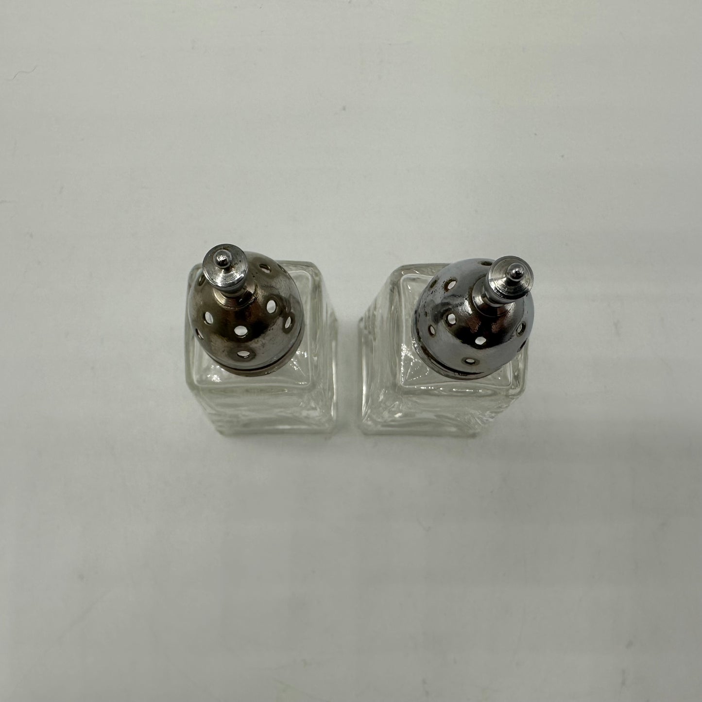 Clear Etched Salt and Pepper Shakers Set