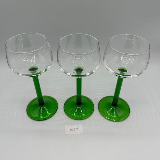 Luminarc Wine Glass Emerald Green Stem, Clear Glass, Set of 3