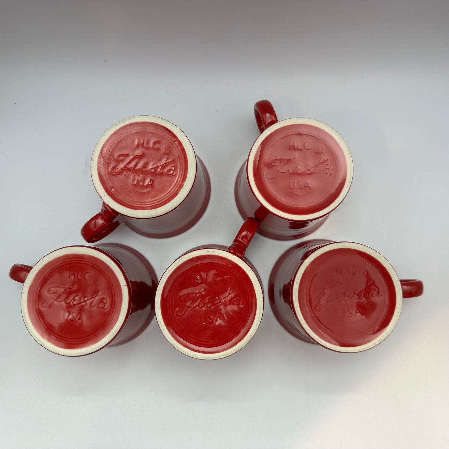 Fiestaware Scarlet Red Mugs, Set of 5