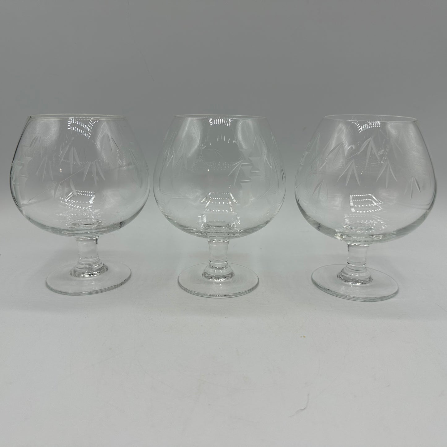 Sasaki Noritake Etched Bamboo Brandy Snifter, Set of 5