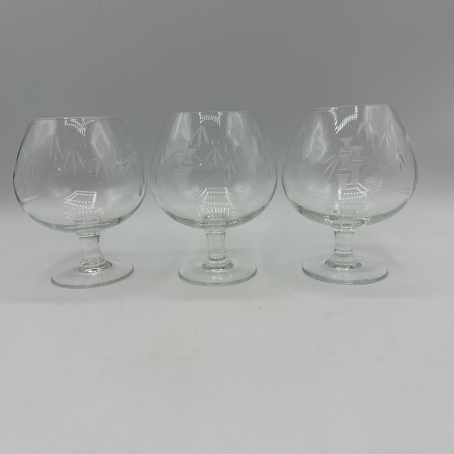 Sasaki Noritake Etched Bamboo Brandy Snifter, Set of 5