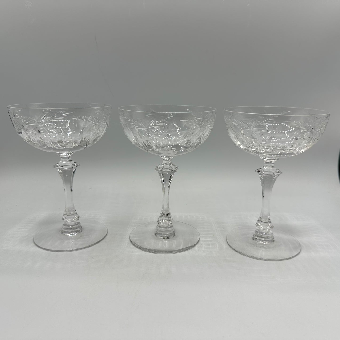 Tiffin-Franciscan Moss Rose Champagne/Sherbet Glasses, Set of 3