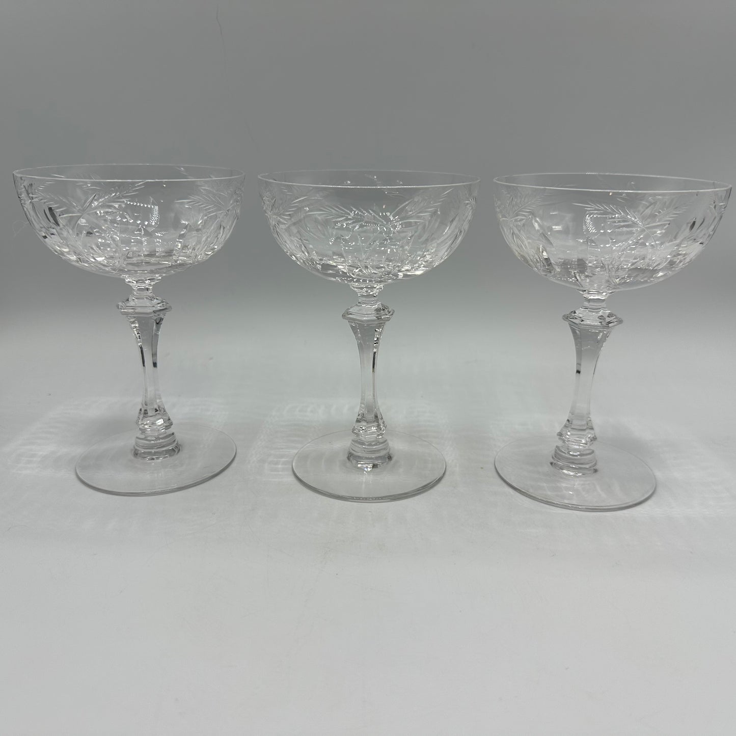 Tiffin-Franciscan Moss Rose Champagne/Sherbet Glasses, Set of 3