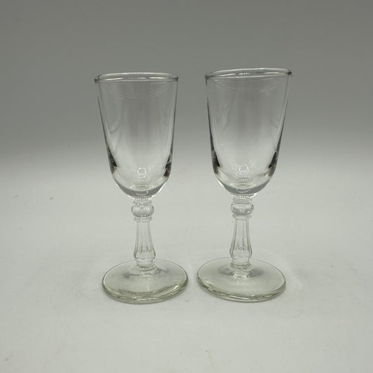 Clear Glass Cordials With Pannelled Stem, Set of 2