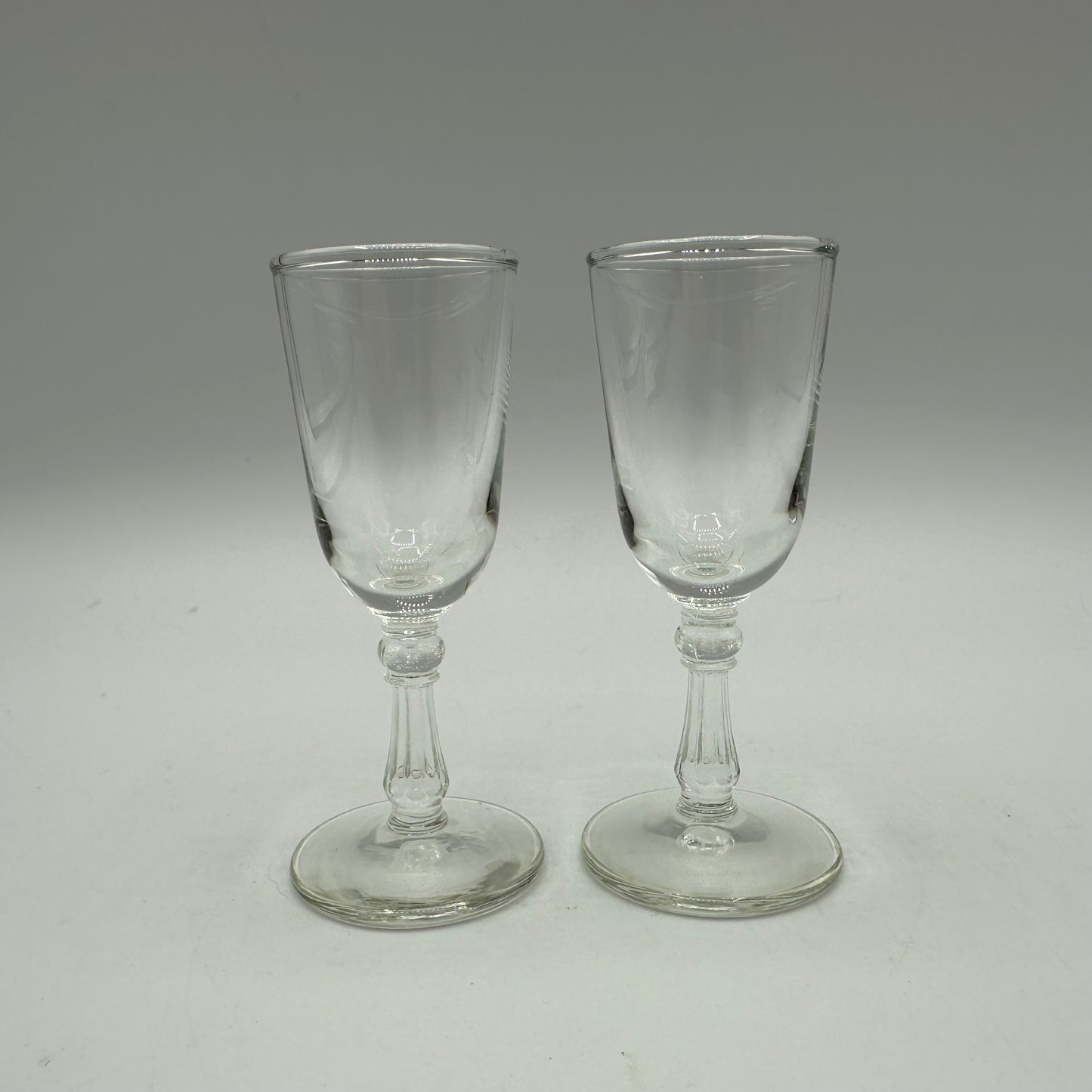 Clear Glass Cordials With Pannelled Stem, Set of 2