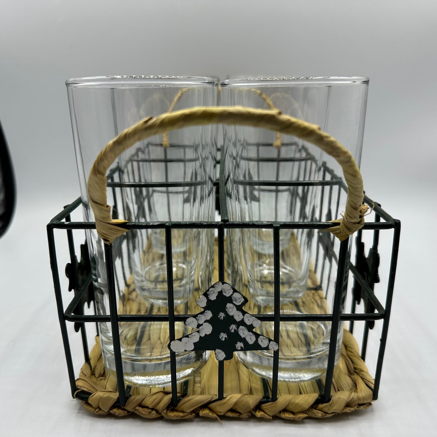 Hometrends Set of Six Glass Tumblers with Metal Caddy