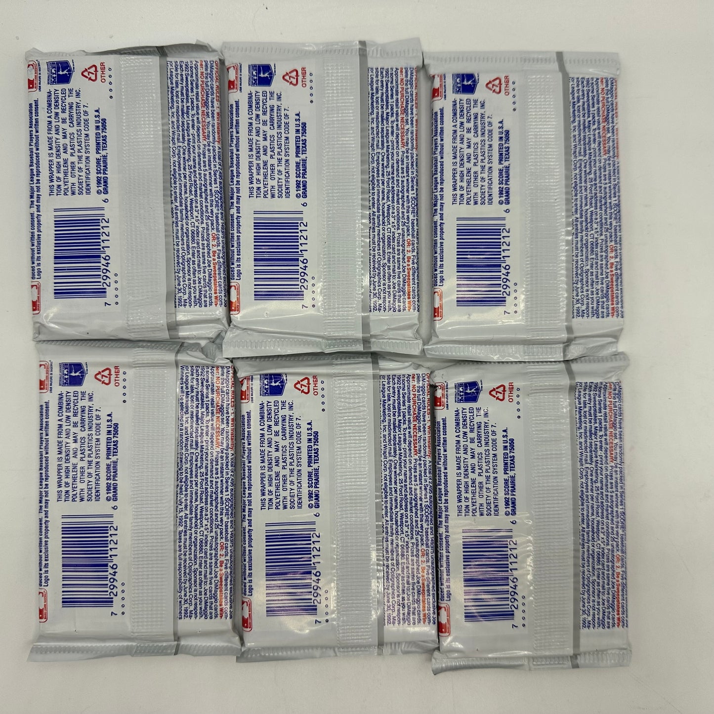 Score 1992 Major League Baseball Series 1 Player Cards Unopened 32 Packs
