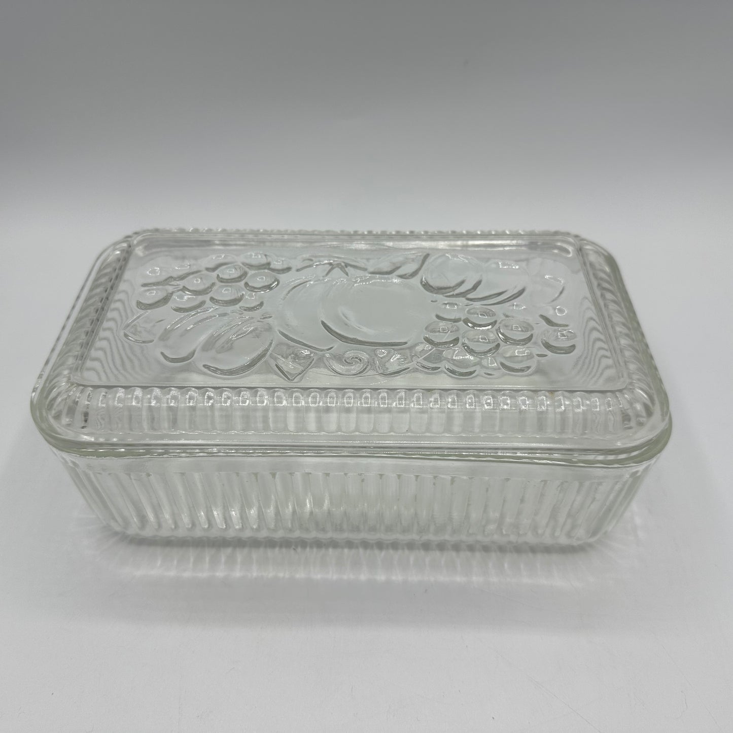 Federal Glass Refridgerator Dish, Fruit Design