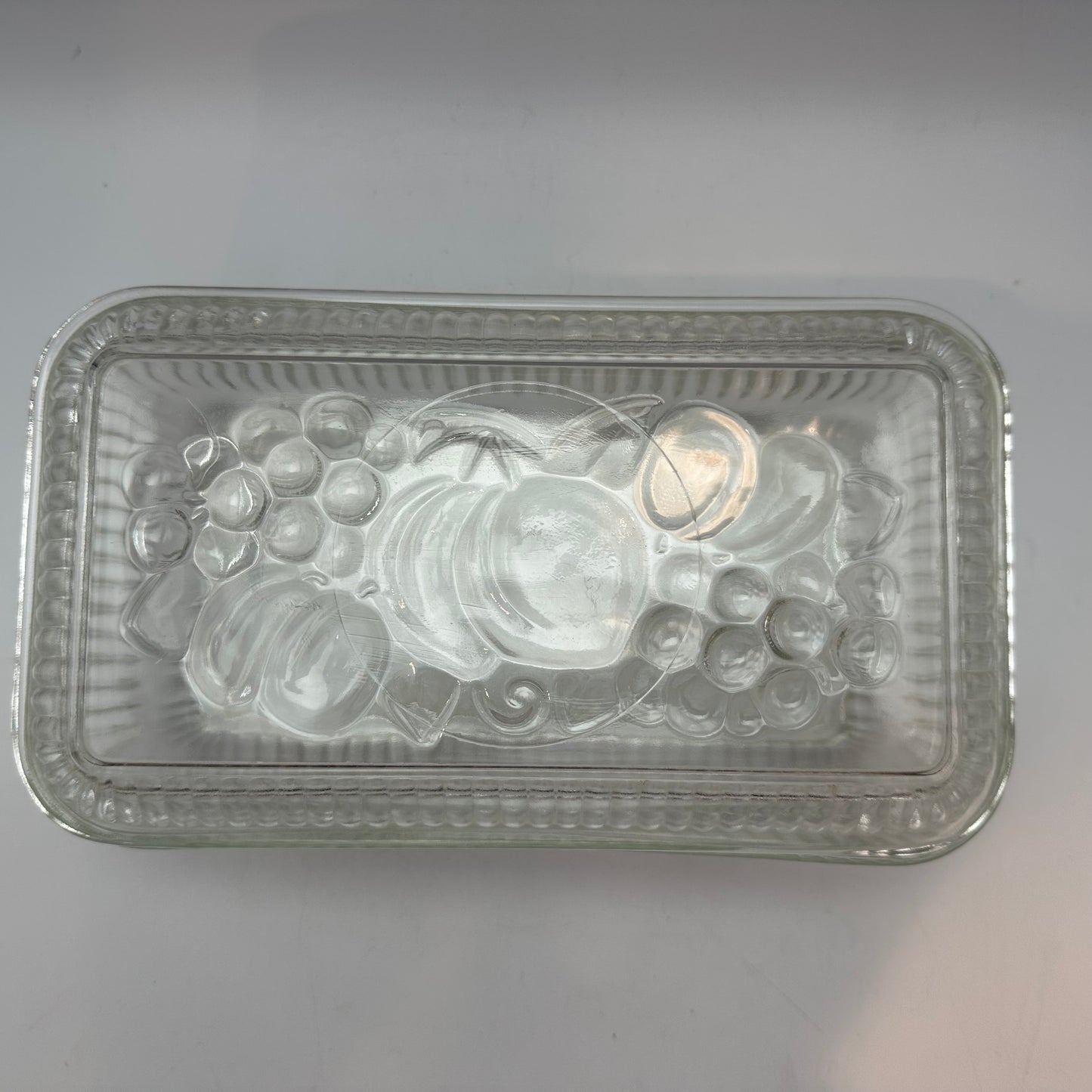 Federal Glass Refridgerator Dish, Fruit Design