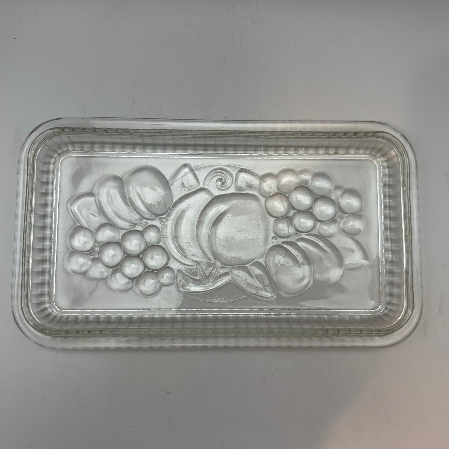 Federal Glass Refridgerator Dish, Fruit Design