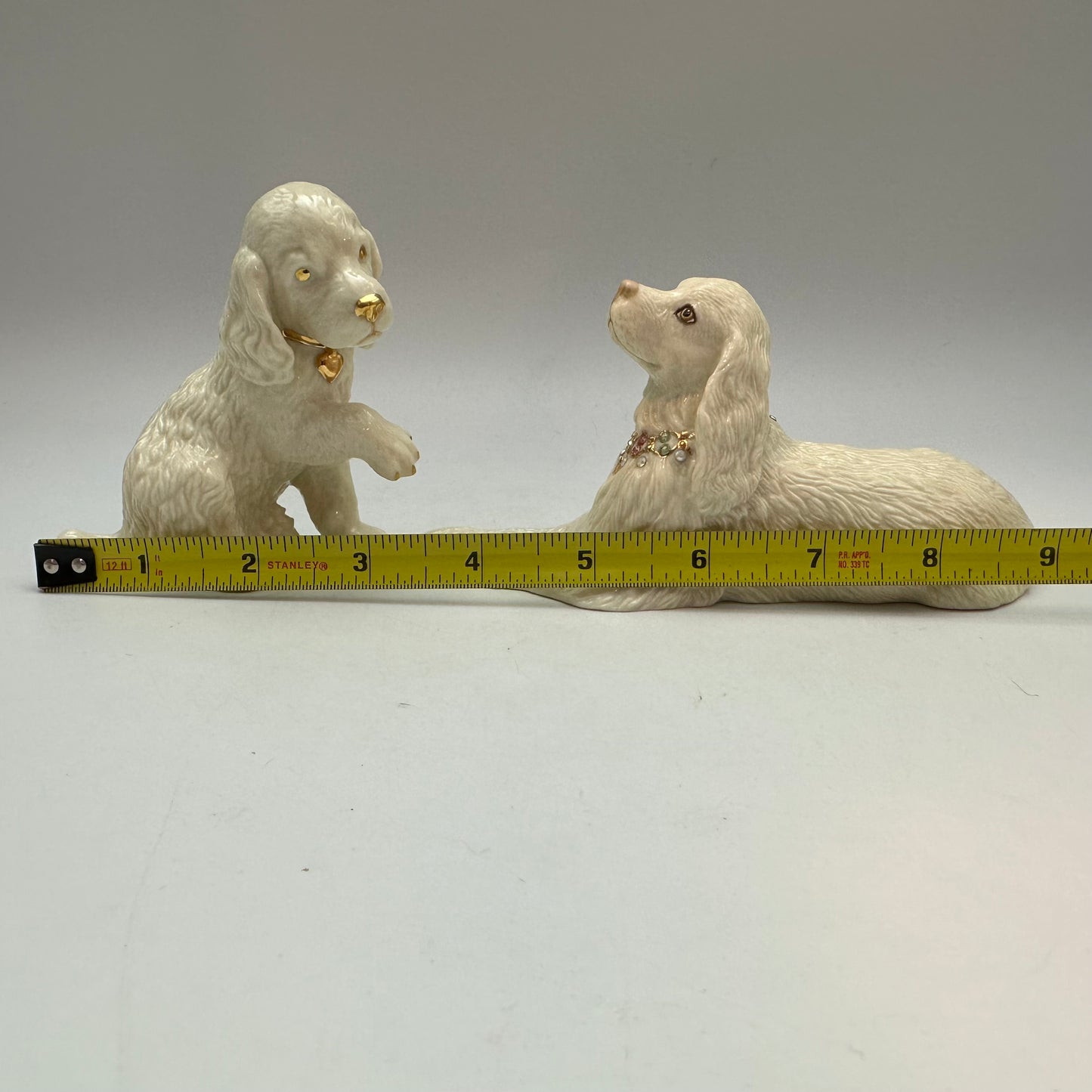 Lenox Spaniel Dog Figurines, 24kt Gold and Crystal, Set of 2